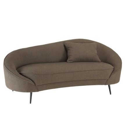 LEOPOLD - Bank 3 zits taupe bouclé stof gebogen rugleuning metalen poten LEOPOLD